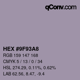 カラーコード: HEX #9F93A8 | qconv.com