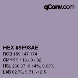 Color code: HEX #9F93AE | qconv.com