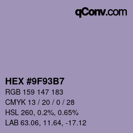 カラーコード: HEX #9F93B7 | qconv.com
