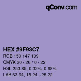 Color code: HEX #9F93C7 | qconv.com