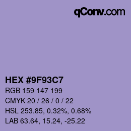 Código de color: HEX #9F93C7 | qconv.com