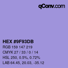 Color code: HEX #9F93DB | qconv.com