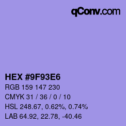 カラーコード: HEX #9F93E6 | qconv.com