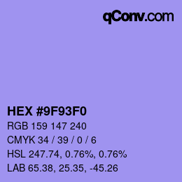 カラーコード: HEX #9F93F0 | qconv.com