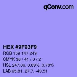 Color code: HEX #9F93F9 | qconv.com