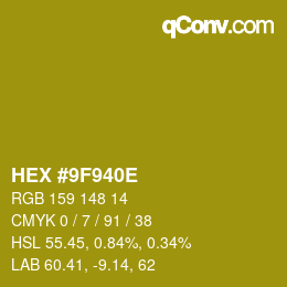 Color code: HEX #9F940E | qconv.com