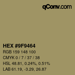 Color code: HEX #9F9464 | qconv.com