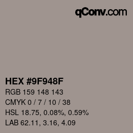 Color code: HEX #9F948F | qconv.com