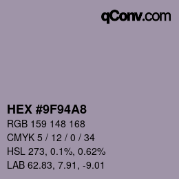 Color code: HEX #9F94A8 | qconv.com