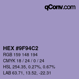 颜色代码: HEX #9F94C2 | qconv.com