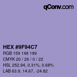 Color code: HEX #9F94C7 | qconv.com