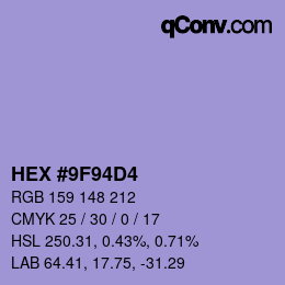 Color code: HEX #9F94D4 | qconv.com