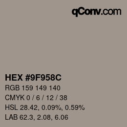 Color code: HEX #9F958C | qconv.com