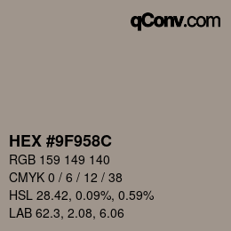 カラーコード: HEX #9F958C | qconv.com