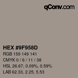 Color code: HEX #9F958D | qconv.com