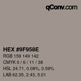Color code: HEX #9F958E | qconv.com