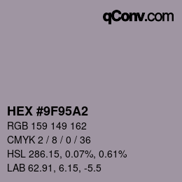 颜色代码: HEX #9F95A2 | qconv.com