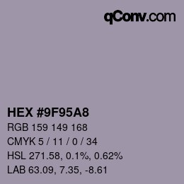 颜色代码: HEX #9F95A8 | qconv.com