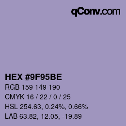 颜色代码: HEX #9F95BE | qconv.com