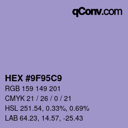 颜色代码: HEX #9F95C9 | qconv.com