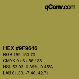 颜色代码: HEX #9F9646 | qconv.com