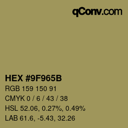 Color code: HEX #9F965B | qconv.com