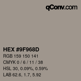 Color code: HEX #9F968D | qconv.com