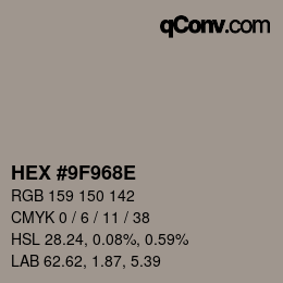 Color code: HEX #9F968E | qconv.com