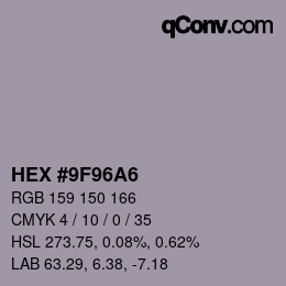 颜色代码: HEX #9F96A6 | qconv.com