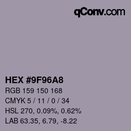 カラーコード: HEX #9F96A8 | qconv.com
