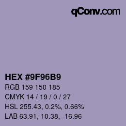 カラーコード: HEX #9F96B9 | qconv.com