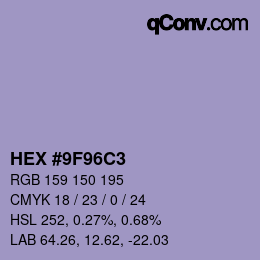 カラーコード: HEX #9F96C3 | qconv.com