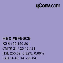 カラーコード: HEX #9F96C9 | qconv.com