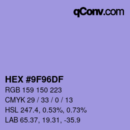 颜色代码: HEX #9F96DF | qconv.com