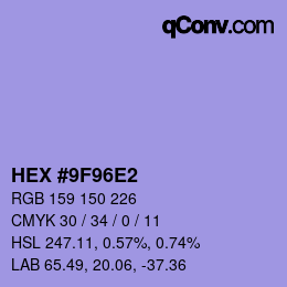 Color code: HEX #9F96E2 | qconv.com