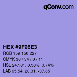 カラーコード: HEX #9F96E3 | qconv.com