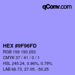 颜色代码: HEX #9F96FD | qconv.com