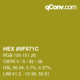 Color code: HEX #9F971C | qconv.com