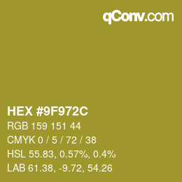 Color code: HEX #9F972C | qconv.com