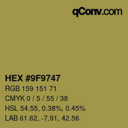 颜色代码: HEX #9F9747 | qconv.com