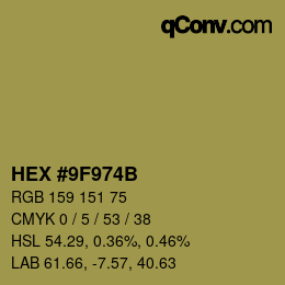 Color code: HEX #9F974B | qconv.com