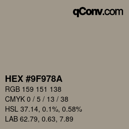 Color code: HEX #9F978A | qconv.com