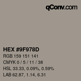Color code: HEX #9F978D | qconv.com