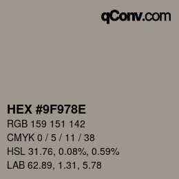 Color code: HEX #9F978E | qconv.com