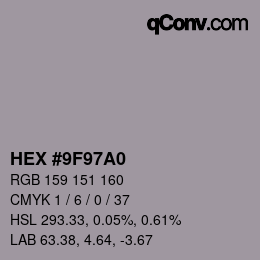 カラーコード: HEX #9F97A0 | qconv.com