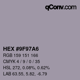 颜色代码: HEX #9F97A6 | qconv.com