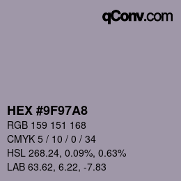 颜色代码: HEX #9F97A8 | qconv.com