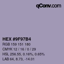 Código de color: HEX #9F97B4 | qconv.com