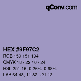 Color code: HEX #9F97C2 | qconv.com