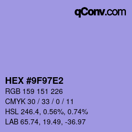 カラーコード: HEX #9F97E2 | qconv.com